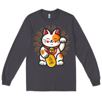 Smoke maneki neko lucky cat money feline japanese good luck charm kitten gif Long Sleeve Tee - linhVisuals