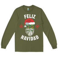 Army Green mexican christmas sugar skull feliz navidad spanish speaking xmas gift Long Sleeve Tee - linhVisuals