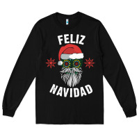 Black mexican christmas sugar skull feliz navidad spanish speaking xmas gift Long Sleeve Tee - linhVisuals