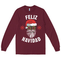 Burgundy mexican christmas sugar skull feliz navidad spanish speaking xmas gift Long Sleeve Tee - linhVisuals