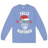 Colony Blue mexican christmas sugar skull feliz navidad spanish speaking xmas gift Long Sleeve Tee - linhVisuals