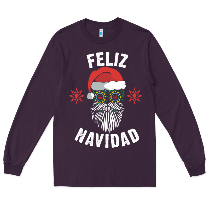 Mexican Christmas Sugar Skull Feliz Navidad Spanish Speaking Xmas Gift Long Sleeve Tee by linhVisuals | Teevron