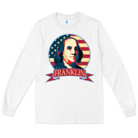 White benjamin franklin Long Sleeve Tee - linhVisuals