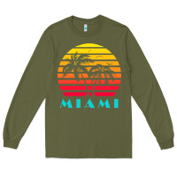 Army Green miami 80s sunset Long Sleeve Tee - linhVisuals