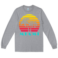 Heather Grey miami 80s sunset Long Sleeve Tee - linhVisuals
