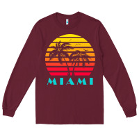 Burgundy miami 80s sunset Long Sleeve Tee - linhVisuals