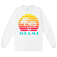 White miami 80s sunset Long Sleeve Tee - linhVisuals