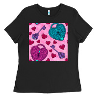 Valentines Day Lock And Key Seamless Pattern Ladies Tee | Teevron
