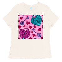 Bone valentines day lock and key seamless pattern Ladies Tee - BundleAndBundleShop
