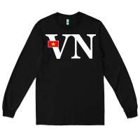 Black Vietnam Flag and Country Initials Long Sleeve Tee - linhVisuals