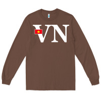 Chestnut Vietnam Flag and Country Initials Long Sleeve Tee - linhVisuals