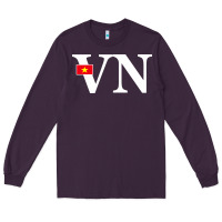 Plum Vietnam Flag and Country Initials Long Sleeve Tee - linhVisuals