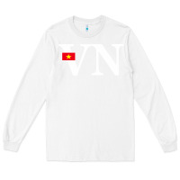 White Vietnam Flag and Country Initials Long Sleeve Tee - linhVisuals