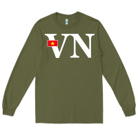 Army Green Vietnam Flag and Country Initials Long Sleeve Tee - linhVisuals