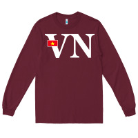 Burgundy Vietnam Flag and Country Initials Long Sleeve Tee - linhVisuals