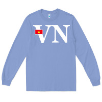 Colony Blue Vietnam Flag and Country Initials Long Sleeve Tee - linhVisuals