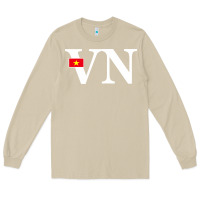 Mushroom Vietnam Flag and Country Initials Long Sleeve Tee - linhVisuals
