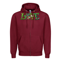 Burgundy love with shamrock Zipper Hoodie - RanaPortraitStore