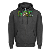Charcoal Heather love with shamrock Zipper Hoodie - RanaPortraitStore