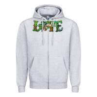 Heather Grey love with shamrock Zipper Hoodie - RanaPortraitStore
