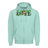Seafoam love with shamrock Zipper Hoodie - RanaPortraitStore