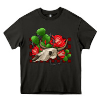 Asphalt bullskull rose and cactus olivia Heavy Core Tee - OliviaCreatesArt
