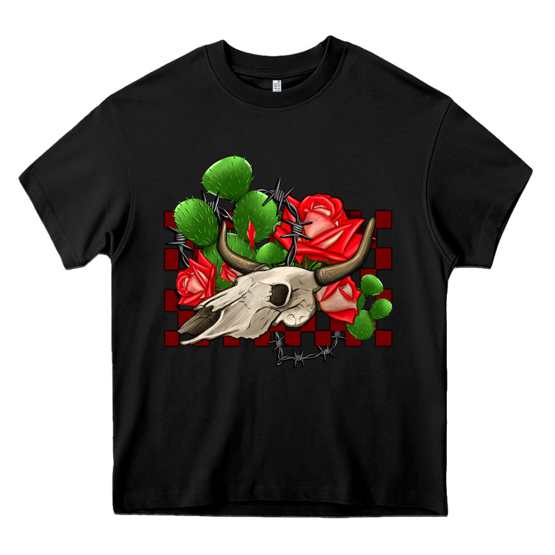 Bullskull Rose And Cactus Olivia Heavy Core Tee by OliviaCreatesArt | Teevron