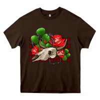 Chocolate Brown bullskull rose and cactus olivia Heavy Core Tee - OliviaCreatesArt