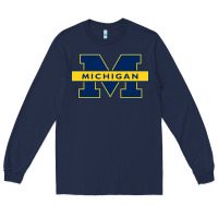 Navy michigan Long Sleeve Tee - linhVisuals