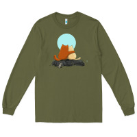 Army Green two cats Long Sleeve Tee - linhVisuals