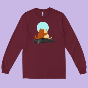 Two Cats Long Sleeve Tee Designed By Linhvisuals
