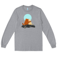 Heather Grey two cats Long Sleeve Tee - linhVisuals
