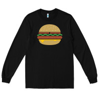 Black vintage burger print Long Sleeve Tee - linhVisuals