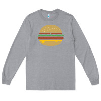 Heather Grey vintage burger print Long Sleeve Tee - linhVisuals