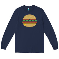 Navy vintage burger print Long Sleeve Tee - linhVisuals