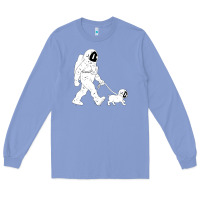 Colony Blue walking the dog astronaut Long Sleeve Tee - linhVisuals
