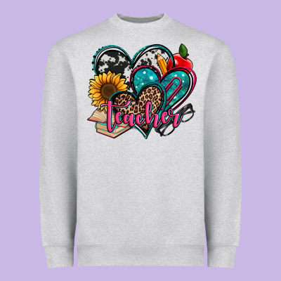 Teacher Hearts Heavyweight Sweatshirt Designed By Jasminsmagicworld
