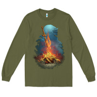 Army Green Souls Bonfire Long Sleeve Tee - linhVisuals