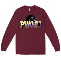Burgundy Prairie View A&M Panthers And Lady Panthers Rectangle Patch Long Sleeve Tee - linhVisuals