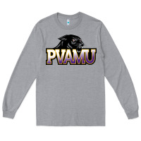 Heather Grey Prairie View A&M Panthers And Lady Panthers Rectangle Patch Long Sleeve Tee - linhVisuals