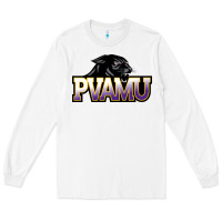 White Prairie View A&M Panthers And Lady Panthers Rectangle Patch Long Sleeve Tee - linhVisuals