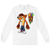 White CRASH BANDICOOT Long Sleeve Tee - linhVisuals