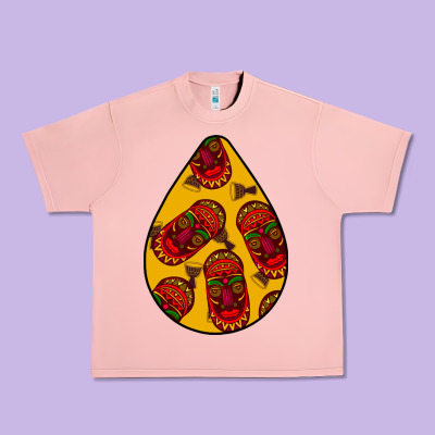 African Masks Teardrop  5 Urban Heavy Tee Designed By Bundleandbundleshop