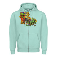 Seafoam louisiana map with mardi gras crocodile Zipper Hoodie - RanaPortraitStore