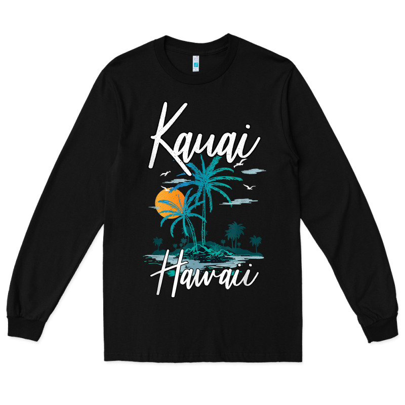 Family Vacation Retro Sunset Hawaii Kauai T Shirt Long Sleeve Tee by linhVisuals | Teevron