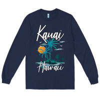 Navy family vacation retro sunset hawaii kauai t shirt Long Sleeve Tee - linhVisuals