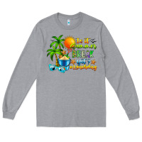 Heather Grey Is It Summer Break Long Sleeve Tee - CowhideDigitalArt