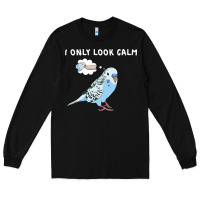 Black parakeet bird biting finger funny i only look calm Long Sleeve Tee - linhVisuals