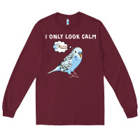 Burgundy parakeet bird biting finger funny i only look calm Long Sleeve Tee - linhVisuals