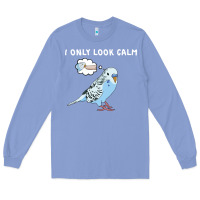 Colony Blue parakeet bird biting finger funny i only look calm Long Sleeve Tee - linhVisuals